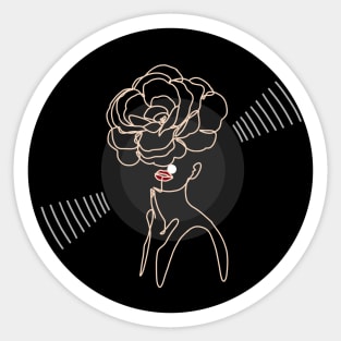 Vinyl - Rose woman floral design minimalist line art Sticker